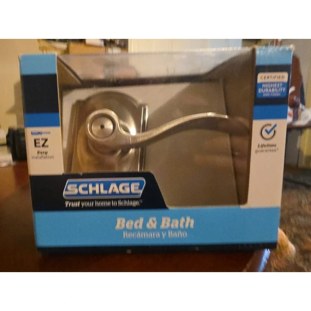 Schlage‎ F40 V ACC 619 CAM Privacy Bed/Bath Door Handle Camelot in Satin Nickel